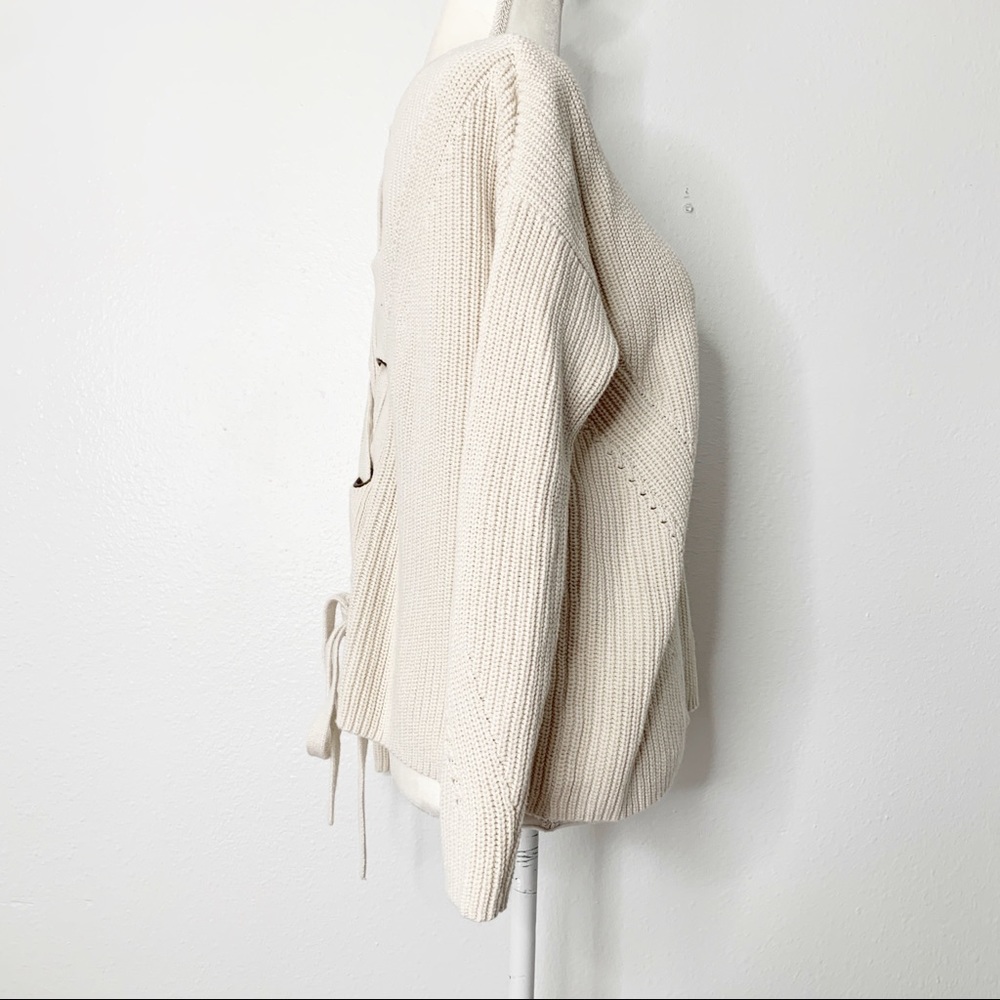 Lucky Brand Lace-Up Back Sweater In Natural Color - Picture 6 of 8